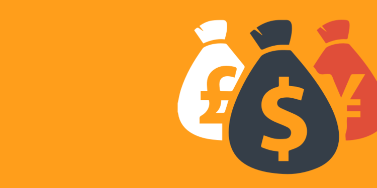 Icon of bags of cash on an orange background