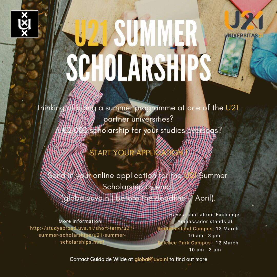 Recruitment poster for U21 summer scholarships