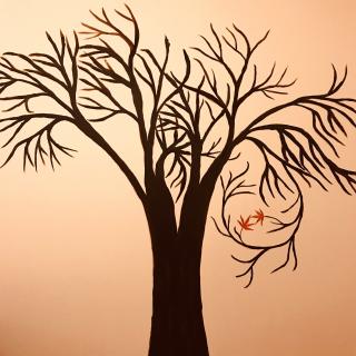 This is a mural I painted during lockdown, Winter 2020. For me, it represents resilience and hope. Watching the strength and beauty of trees as they bow to the wind, rain, and storms and yet the storms pass, winter ends and spring arrives with new life and new hope.