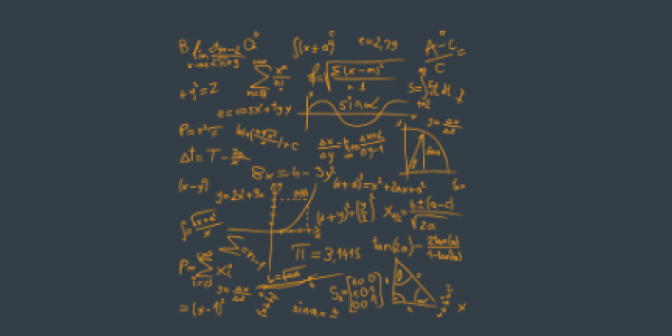 Mathematic equations on a dark background