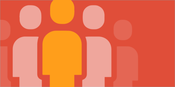 Icon of a group of people on a red background