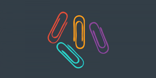 A graphic of four paperclips