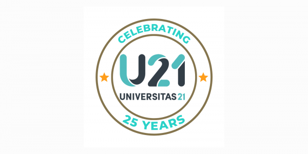 A badge which reads 'celebrating 25 years U21'