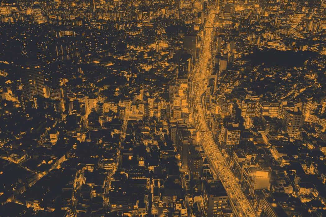 Aerial view of a crowded Asian city