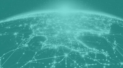 Globe with a blue duotone filter